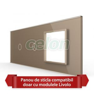 Panou Intrerupator Simplu + Simplu cu Priza LIVOLO din Sticla, Standard Italian - 6/7M, Prize - Intrerupatoare, Livolo, Livolo