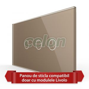 Panou Intrerupator Simplu + Dublu cu Touch LIVOLO din Sticla, Standard Italian - 4M, Prize - Intrerupatoare, Livolo, Livolo