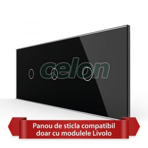 Panou Intrerupator Simplu + Simplu + Simplu cu Touch LIVOLO din Sticla, Standard Italian - 6/7M, Prize - Intrerupatoare, Livolo, Livolo