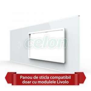 Panou Intrerupator Simplu cu 2 Prize LIVOLO din Sticla, Standard Italian - 6/7M, Prize - Intrerupatoare, Livolo, Livolo