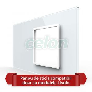 Panou Intrerupator Simplu cu Priza LIVOLO din Sticla, Standard Italian - 4M, Prize - Intrerupatoare, Livolo, Livolo