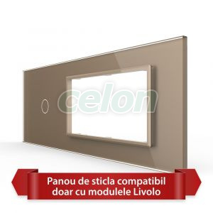 Panou Intrerupator Simplu cu 2 Prize LIVOLO din Sticla, Standard Italian - 6/7M, Prize - Intrerupatoare, Livolo, Livolo