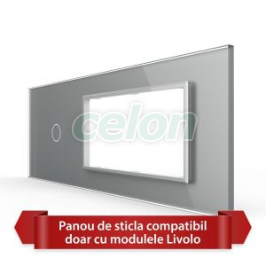 Panou Intrerupator Simplu cu 2 Prize LIVOLO din Sticla, Standard Italian - 6/7M, Prize - Intrerupatoare, Livolo, Livolo