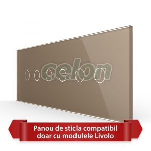 Panou Intrerupator Dublu + Dublu + Dublu cu Touch LIVOLO din Sticla, Standard Italian - 6/7M, Prize - Intrerupatoare, Livolo, Livolo