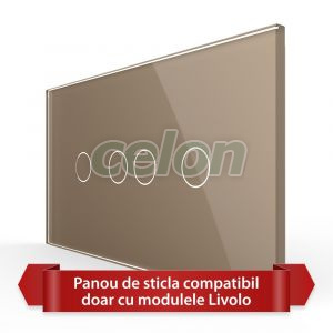 Panou Intrerupator Dublu + Dublu cu Touch LIVOLO din Sticla, Standard Italian - 4M, Prize - Intrerupatoare, Livolo, Livolo