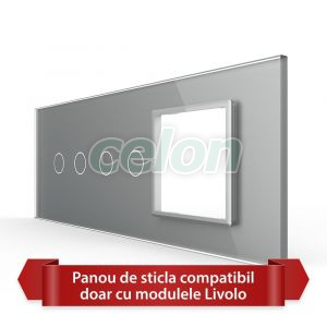 Panou Intrerupator Dublu + Dublu cu Priza LIVOLO din Sticla, Standard Italian - 6/7M, Prize - Intrerupatoare, Livolo, Livolo