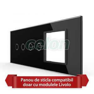 Panou Intrerupator Dublu + Dublu cu Priza LIVOLO din Sticla, Standard Italian - 6/7M, Prize - Intrerupatoare, Livolo, Livolo
