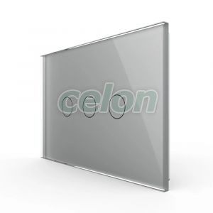 Panou intrerupator triplu cu touch Livolo din sticla, standard Italian - Serie noua, Prize - Intrerupatoare, Livolo, Livolo