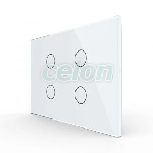 Panou intrerupator cvadruplu cu touch Livolo din sticla, standard Italian - Serie noua, Prize - Intrerupatoare, Livolo, Livolo