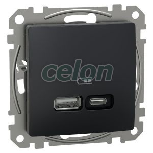 SEDNA Dupla USB töltő, A+C, 21W, antracit, Egyéb termékek, Schneider Electric, Egyéb termékek, Schneider Electric