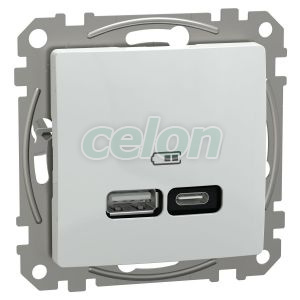 Priza incarcare USB A+C 21W PD PPS alb, Alte Produse, Schneider Electric, Alte Produse, Schneider Electric