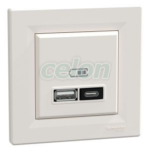Priza incarcare USB A+C 21W PD PPS, bej, Alte Produse, Schneider Electric, Alte Produse, Schneider Electric