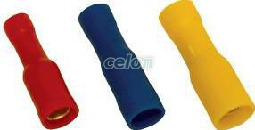 Mufă cilindrică izolată, cupru electrolitic, roşu 1,5mm2, (d1=1,8mm, d2=4mm), PVC, Materiale si Echipamente Electrice, Elemente de conexiune si auxiliare, Papuci si mufe izolate si neizolate, Papuci şi mufe izolate, Mufe cilindrice izolate, Tracon Electric