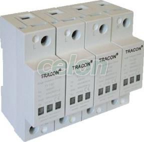 AC/DC túlfeszültség levezető, 1+2-es típus, egybeépített 230/400 V, 50 Hz, 8 kA (10/350 us) 40/80 kA (8/20 us), 3P, Egyéb termékek, Tracon Electric, Hálózati installáció, Tracon Electric