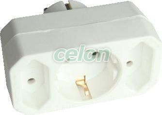 Többférőhelyes átalakító csatlakozó, normal fehér 2/1×EURO/SHUKO, max.2,5/16A, 250VAC, Egyéb termékek, Tracon Electric, Csatlakozó eszköz, Tracon Electric