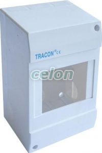 Falon kívüli elosztódoboz, ajtó nélkül 1×4 modul, IP40, (H×W×D=130×82×62mm), Egyéb termékek, Tracon Electric, Elosztódoboz, szekrény, Tracon Electric
