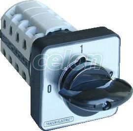 Selector, 0-1-2 400V, 50Hz, 125A, 2×4P, 30kW, 88×88mm, 90°, Automatizari Industriale, Întrerupătoare separatoare, Separatoare, Tracon Electric