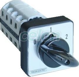 Selector, 0-1-2, în carcasă 400V, 50Hz, 32A, 2×4P, 11kW, 64×64mm, 60°, IP65, Automatizari Industriale, Întrerupătoare separatoare, Separatoare, Tracon Electric