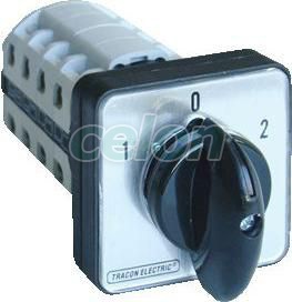 Selector, 1-0-2 400V, 50Hz, 125A, 2×4P, 30kW, 88×88mm, 60°, Automatizari Industriale, Întrerupătoare separatoare, Separatoare, Tracon Electric