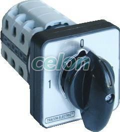 Selector, 1-0-2 400V, 50Hz, 125A, 2×3P, 30kW, 88×88mm, 90°, Automatizari Industriale, Întrerupătoare separatoare, Separatoare, Tracon Electric