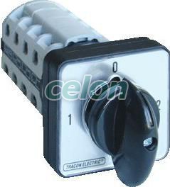 Selector, 1-0-2 400V, 50Hz, 125A, 2×4P, 30kW, 88×88mm, 90°, Automatizari Industriale, Întrerupătoare separatoare, Separatoare, Tracon Electric