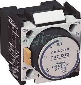 Időzítő egység TR1D/F kontaktorokhoz, meghúzás-késleltetéses 0,1-30sec, 1×NC+1×NO, Automatizálás és vezérlés, Védelmi relék és kontaktorok, Segédérintkezők, Tracon Electric