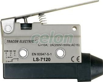 Helyzetkapcsoló, rugószáras 1×CO, 2A/230V AC, 65mm, IP40, Automatizálás és vezérlés, Végálláskapcsolók, LS7 helyzetkapcsoló, Tracon Electric