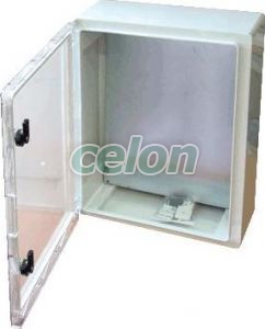 Műanyag elosztószekrény átlátszó ajtóval H×W×D=400×300×165mm, IP65, IK10, 1000V AC/DC, RAL7035, Egyéb termékek, Tracon Electric, Elosztódoboz, szekrény, Tracon Electric
