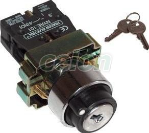 Kulcsos kapcsoló, fémalap, bal KI, kétállású 1×NC+1×NO, 3A/230V AC, Automatizálás és vezérlés, Müködtető- és jelzőkészülékek, Fém nyomógombok, kapcsolók, jelzőlámpák Ø22, Választókapcsolók Ø22, Tracon Electric
