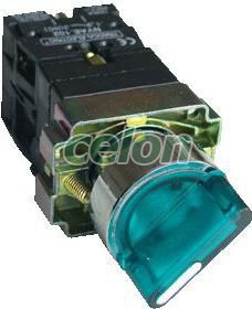 Tokozott világítókaros kapcsoló, zöld, LED, kétáll., izzó n. 1×NC+1×NO, 3A/400V AC, IP44, Automatizálás és vezérlés, Müködtető- és jelzőkészülékek, Fém nyomógombok, kapcsolók, jelzőlámpák Ø22, Választókapcsolók Ø22, Tracon Electric