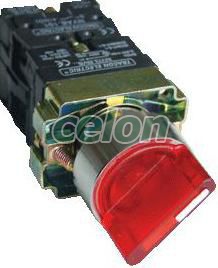 Tokozott világítókaros kapcsoló, piros,LED, kétáll., izzó n. 1×NC+1×NO, 3A/400V AC, IP44, Automatizálás és vezérlés, Müködtető- és jelzőkészülékek, Fém nyomógombok, kapcsolók, jelzőlámpák Ø22, Választókapcsolók Ø22, Tracon Electric