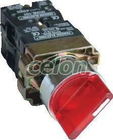 Világítókaros kapcsoló, fémalap, piros, LED,3állású, izzó n. 1×NC+1×NO, 3A/400V AC, IP42, Automatizálás és vezérlés, Müködtető- és jelzőkészülékek, Fém nyomógombok, kapcsolók, jelzőlámpák Ø22, Választókapcsolók Ø22, Tracon Electric