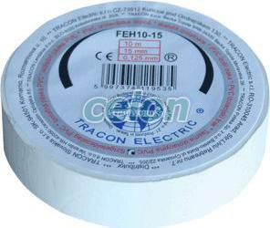 Bandă izolatoare, albă 10m×15mm, PVC, 0-90°C, 40kV/mm, Materiale si Echipamente Electrice, Elemente de conexiune si auxiliare, Benzi izolatoare, Tracon Electric