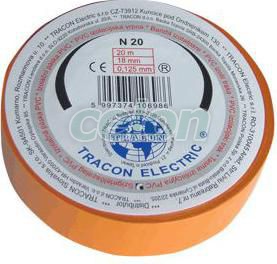 Bandă izolatoare, portocalie 20m×18mm, PVC, 0-90°C, 40kV/mm, Materiale si Echipamente Electrice, Elemente de conexiune si auxiliare, Benzi izolatoare, Tracon Electric