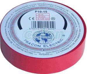 Bandă izolatoare, roşie 10m×15mm, PVC, 0-90°C, 40kV/mm, Materiale si Echipamente Electrice, Elemente de conexiune si auxiliare, Benzi izolatoare, Tracon Electric