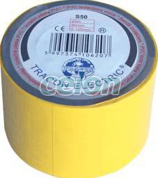 Bandă izolatoare, galbenă 20m×50mm, PVC, 0-90°C, 40kV/mm, Materiale si Echipamente Electrice, Elemente de conexiune si auxiliare, Benzi izolatoare, Tracon Electric