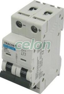 Egyenáramú kismegszakító PV rendszerekhez, 2 pólus, C kar. 10A, 440V DC, Egyéb termékek, Tracon Electric, Hálózati installáció, Tracon Electric
