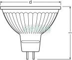 Bec Led PARATHOM MR16 8W Alb Cald GU5.3 3000k Nedimabil Osram, Surse de Lumina, Lampi cu LED, Becuri LED GU5.3, G5.3, Osram