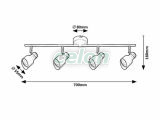 LILOU Plafoniera tip spot D:55mm GU10 4x25W, Corpuri de Iluminat, Iluminat de interior, Aplice si plafoniere tip spot, Rabalux