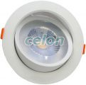 Corp de iluminat LED încastrat, reglabil 200-240 V, 50Hz, 9W, 4000K, 630lm, 38°, IP20,D=115mm, EEI=G, Alte Produse, Tracon Electric, Iluminat - şi corpuri de iluminat, Panouri cu LED, corpuri de iluminat încorporabile, Corp de iluminat LED, încastrat, reglabil, Tracon Electric