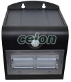 CIL de perete LED, panou fotovoltaic,detector mișcare, negru 3,2 W, 4000 K, 400 lm, IP65, 3,7 V, 2 Ah, Alte Produse, Tracon Electric, Iluminat - şi corpuri de iluminat, Proiectoare, Proiector LED cu panou fotovoltaic şi detector de mişcare, Tracon Electric