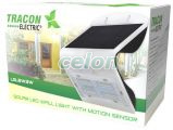 CIL de perete LED, panou fotovoltaic,detector mișcare, alb 3,2 W, 4000 K, 400 lm, IP65, 3,7 V, 2 Ah, Alte Produse, Tracon Electric, Iluminat - şi corpuri de iluminat, Proiectoare, Proiector LED cu panou fotovoltaic şi detector de mişcare, Tracon Electric