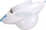 Jelenlétérzékelő, fehér 230V, 50Hz, 360°, 1000W, 1-20m, 10s-30min, 3-2000lux, IP44, Egyéb termékek, Tracon Electric, Világító- és lámpatestek, Mozgásérzékelő, alkonykapcsoló, Jelenlét-érzékelő, Tracon Electric