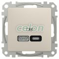 Priza incarcare USB A+C 21W PD PPS bej, Alte Produse, Schneider Electric, Alte Produse, Schneider Electric