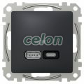 SEDNA Dupla USB töltő, A+C, 21W, antracit, Egyéb termékek, Schneider Electric, Egyéb termékek, Schneider Electric